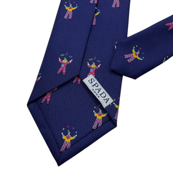 SPADA XL Blue Clown Juggler Silk LUXURY Tie ITALY - Picture 4 of 4